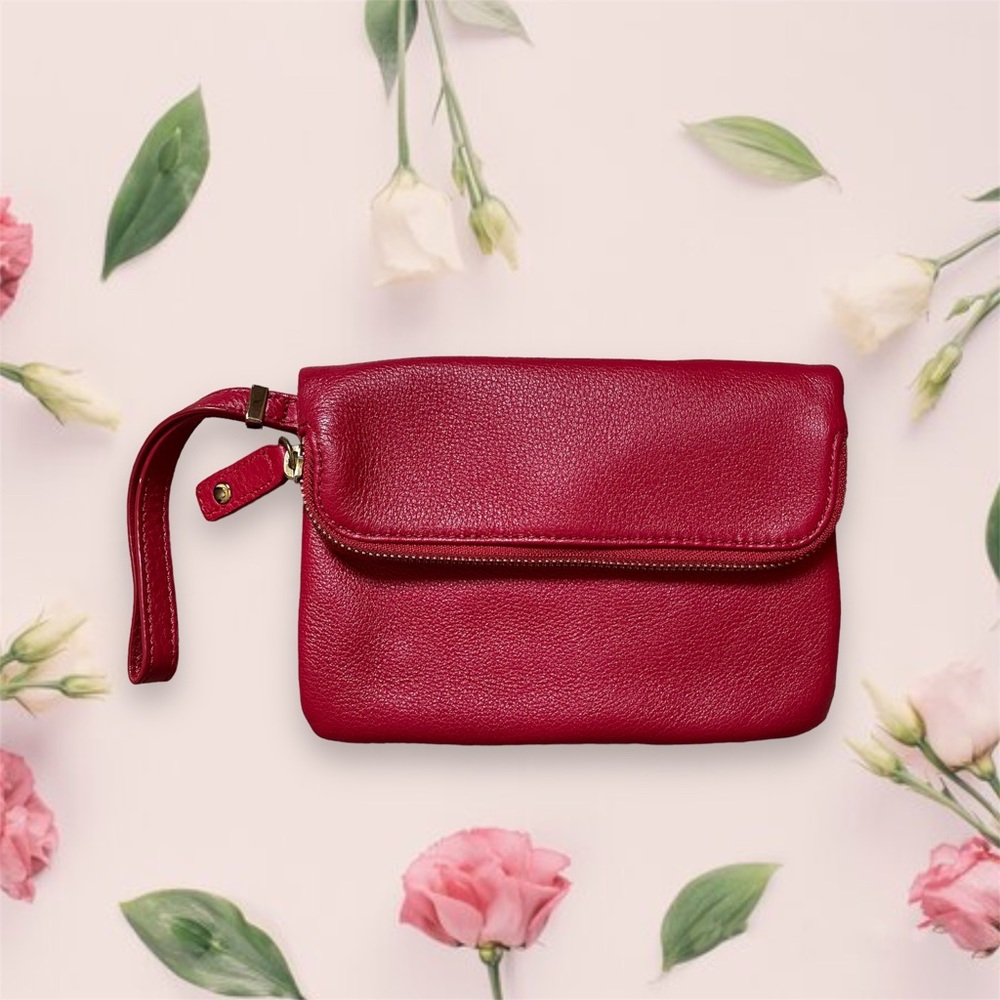 NWOT Talbots Red Leather Fold-Over Wristlet
